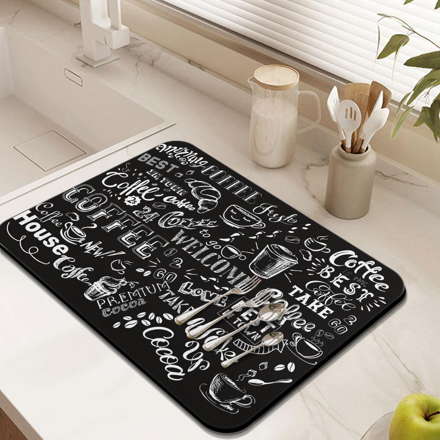 Divertente tappetino da caffè 24 x 18 pollici, tappetino da bar per banconi, assorbente, nasconde le macchie, antiscivolo, accessori per bar da caffè, adatto per sotto la