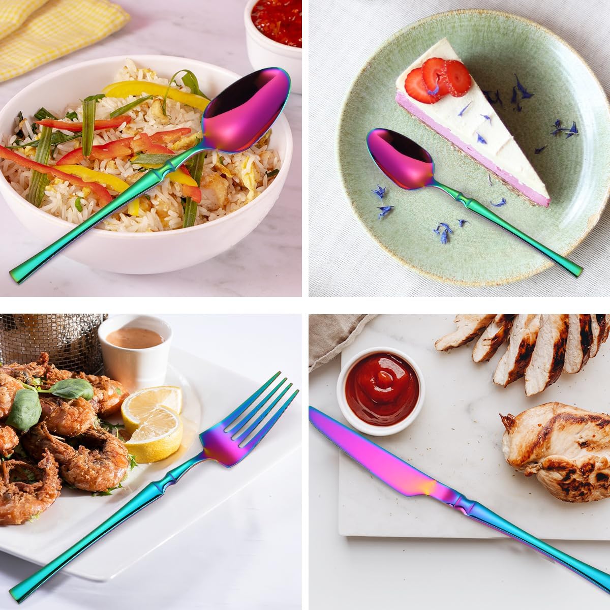 Silverware Flatware Set, 24-piece Gold Stainless Steel Tableware Set For Home Creative Steak Knives, Forks, Spoons, Hotel Household Supplies(Black)