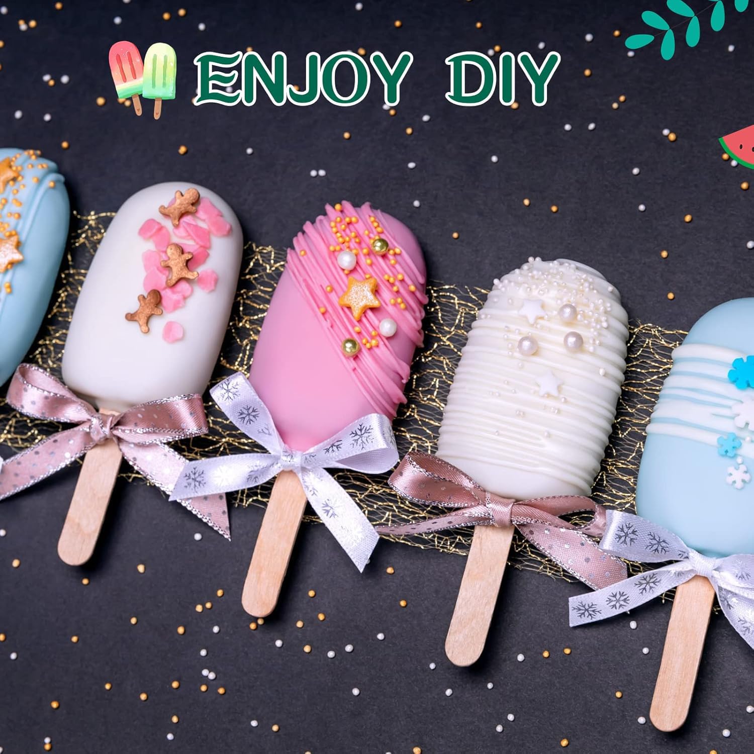 Moldes Helados Silicona, 2PCS DIY Popsicle Mold, Molde Barra Helado con 12 Palitos Reutilizables, Molde Paletas Ice Cream Mold, para Postre, Chocolate, Bricolaje