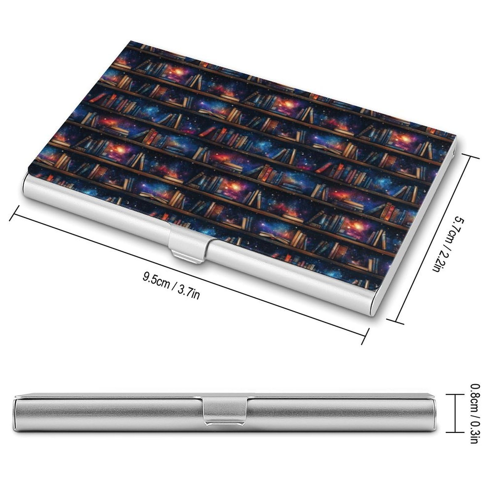 DULAHR Bookshelf Galaxy Business Card Holder Pocket Business Card Case Metal Case Name Card Holder Men Women