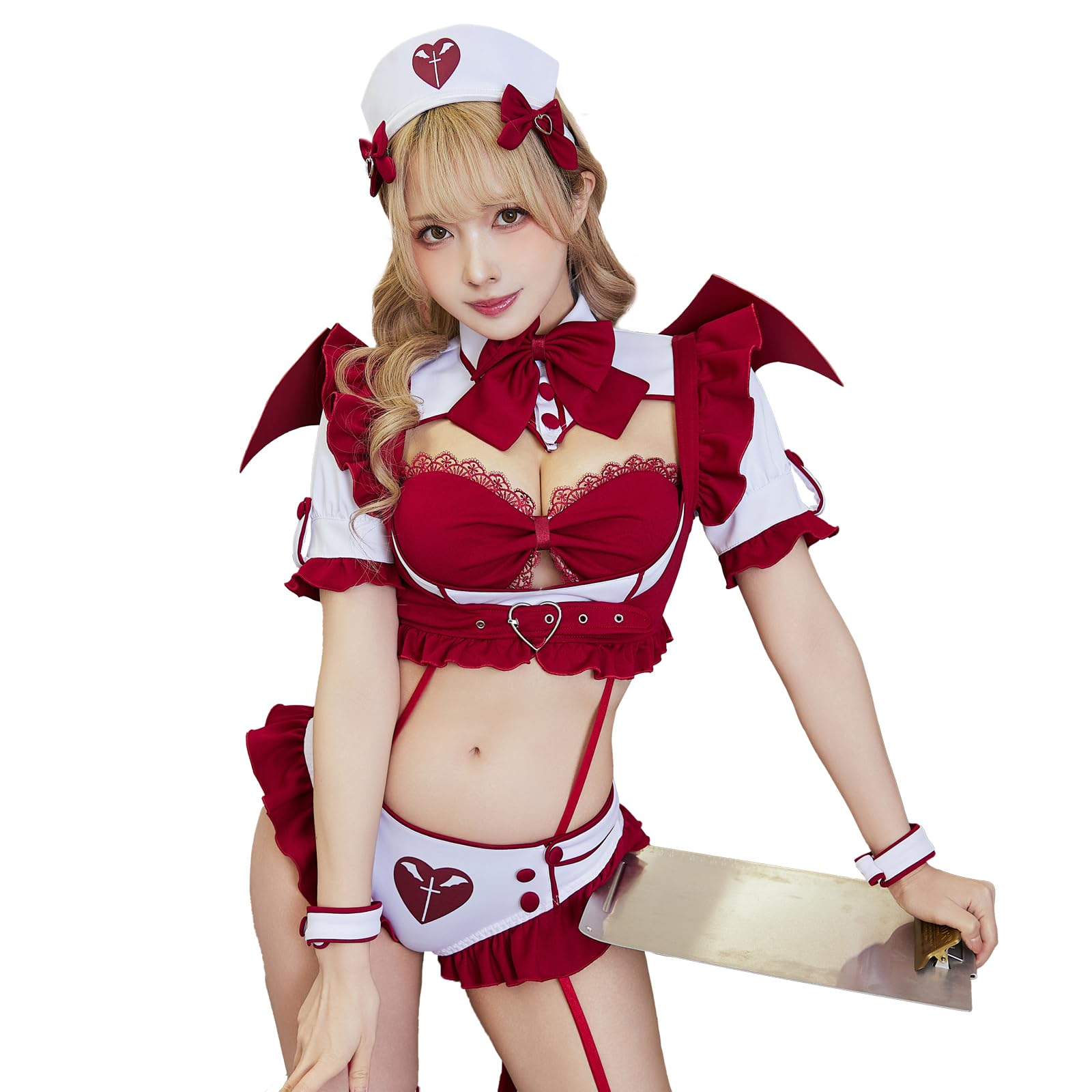 マリームーン ポイズンルージュサキュバスナース コスプレ 即日発送】サキュバスルージュナース《ハロウィンコスプレ9点