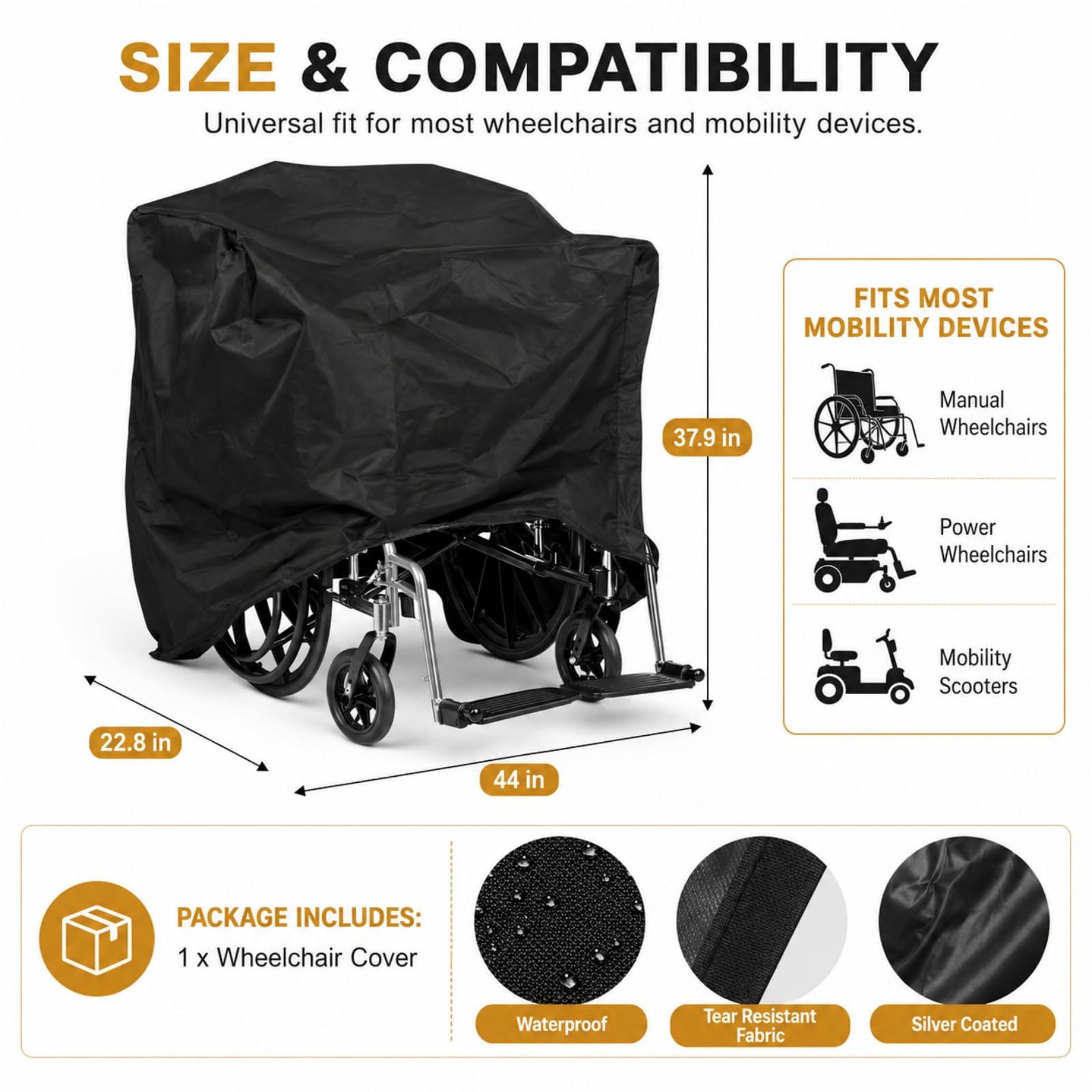 Copertura Sedia a Rotelle per Invacare Rea Azalea 2010-2026+ | Tessuto Oxford 600D resistente | Trasporto e Stoccaggio | Cinghie regolabili a fibbia | Protezione impermeabile | antivento