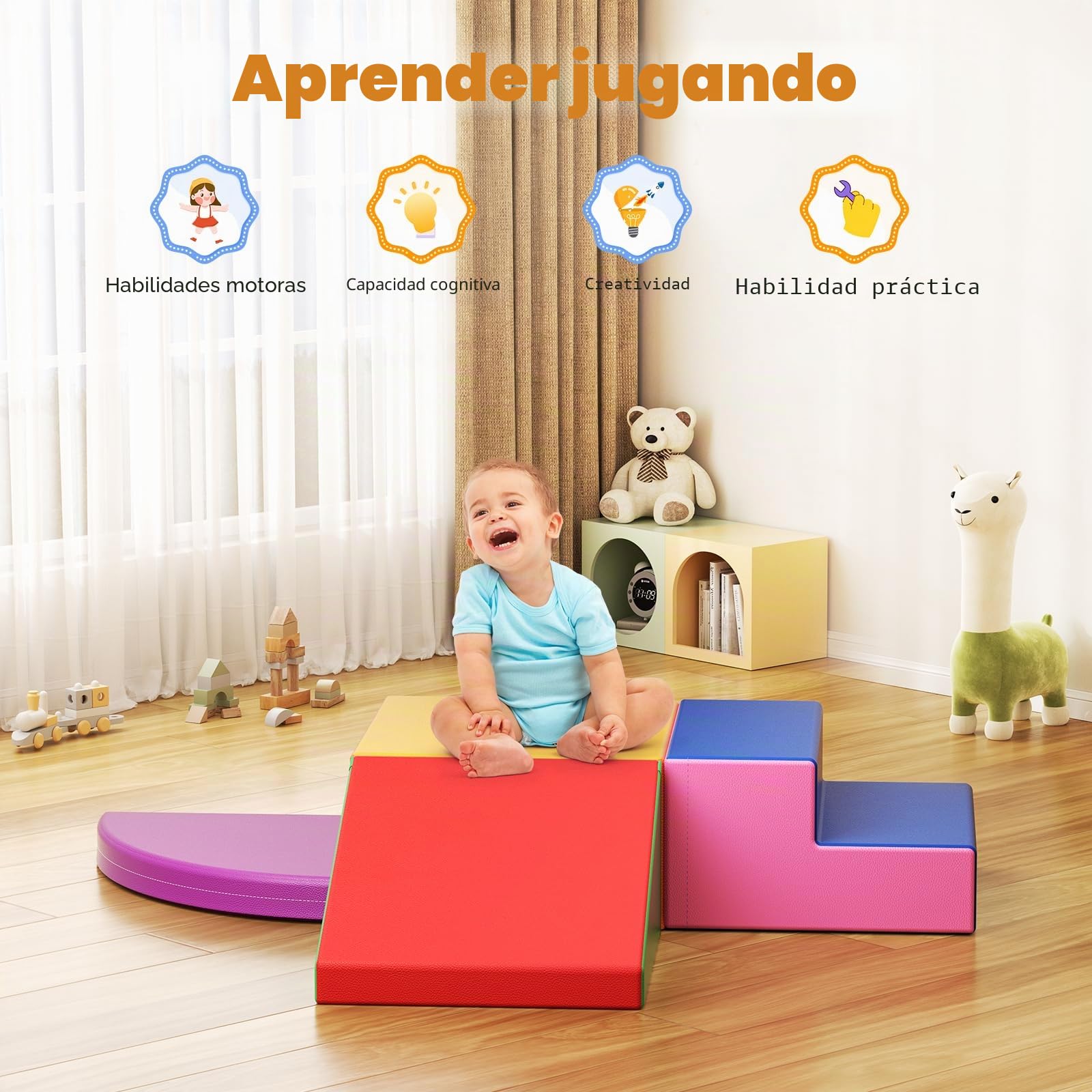 Bloques de espuma para niños, bloques de espuma grandes, bloques de escalada para interiores, marcos de escalada para niños (4 unidades)
