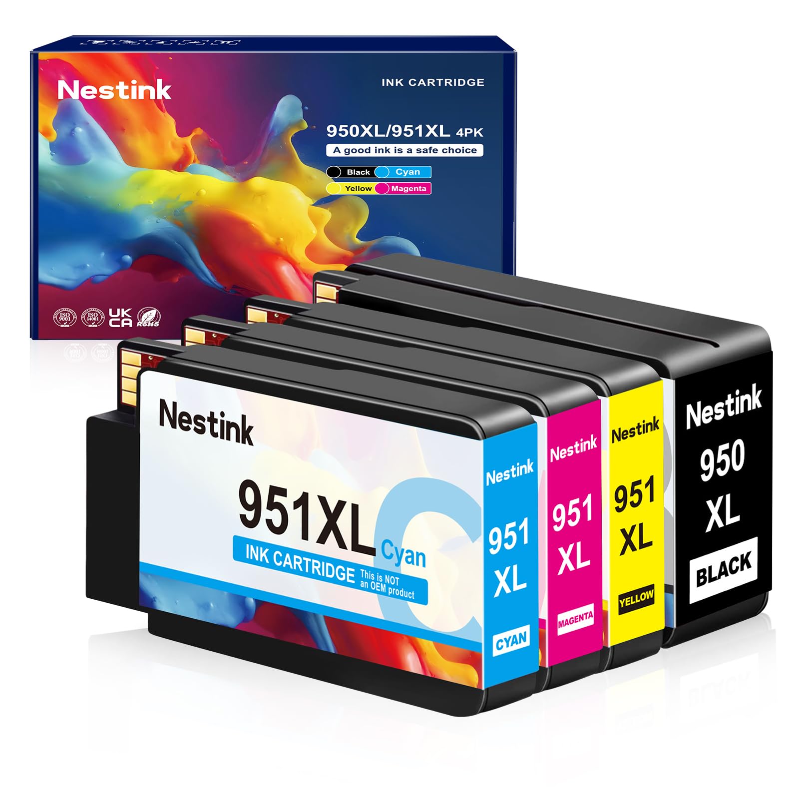 950XL 951XL Combo Compatible for HP 950 XL 951 XL Ink Cartridge Replacement for HP OfficeJet Pro 8610 8620 8100 8630 8660 8640 8615 76DW 251DW (1 Black, 1 Cyan, 1 Magenta, 1 Yellow)