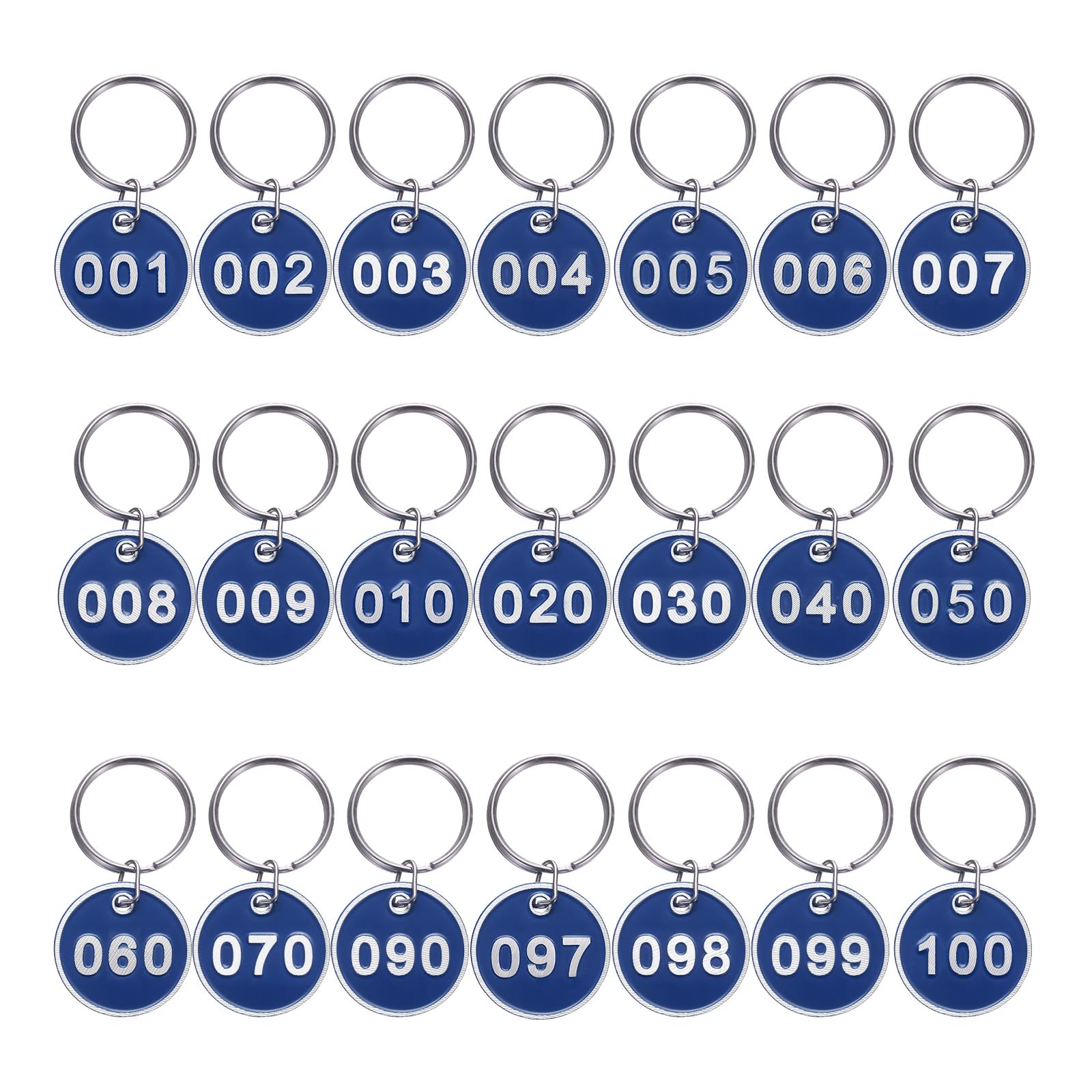 uxcell Number Key Tags 1-100, 30mm Round Aluminum Metal Number Tags with Key Rings Numbered Keychains Luggage Labels ID Tag for Dormitory House