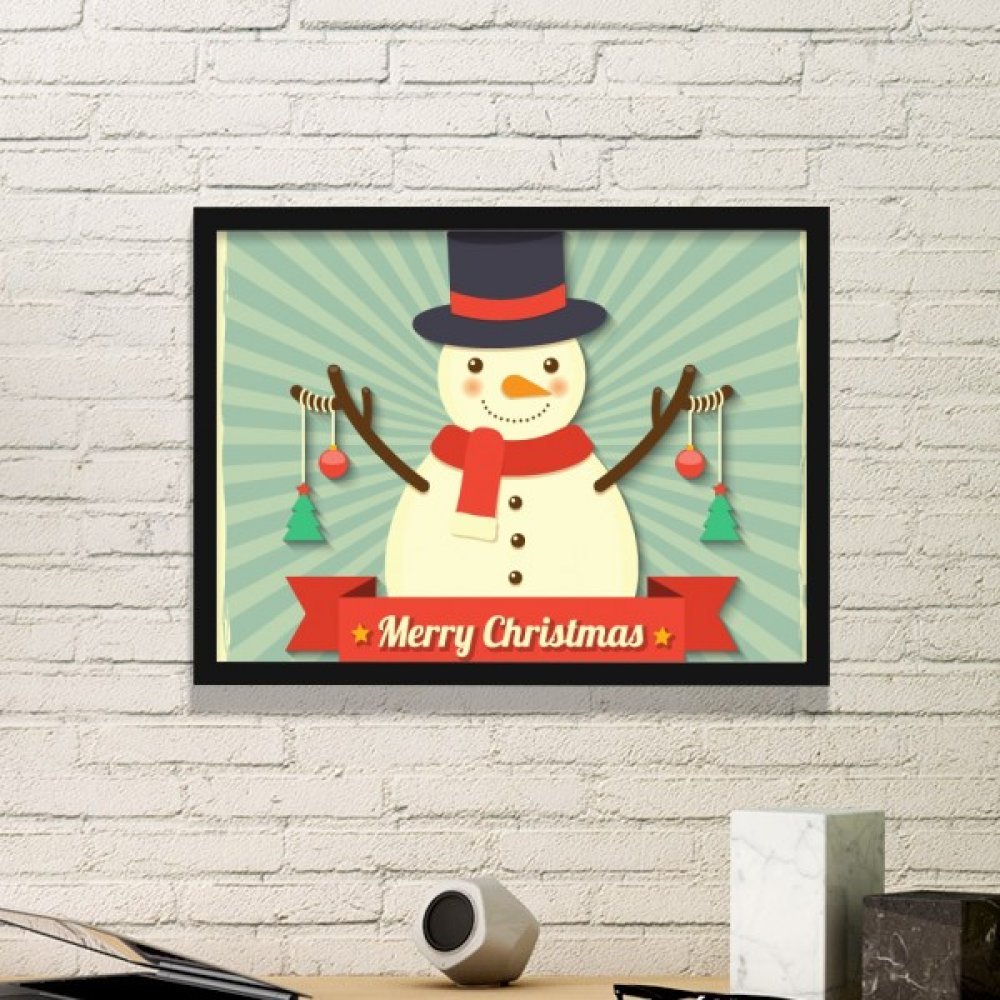 Joyeux Noël Bonhomme de Neige : cadre photo déco pour illuminer votre salon en fête