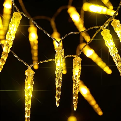 Bencailor Paquete de 3 tiras de luces de carámbano de Navidad para árbol de Navidad de 6.6 pies, luces decorativas para colgar en el patio, porche,