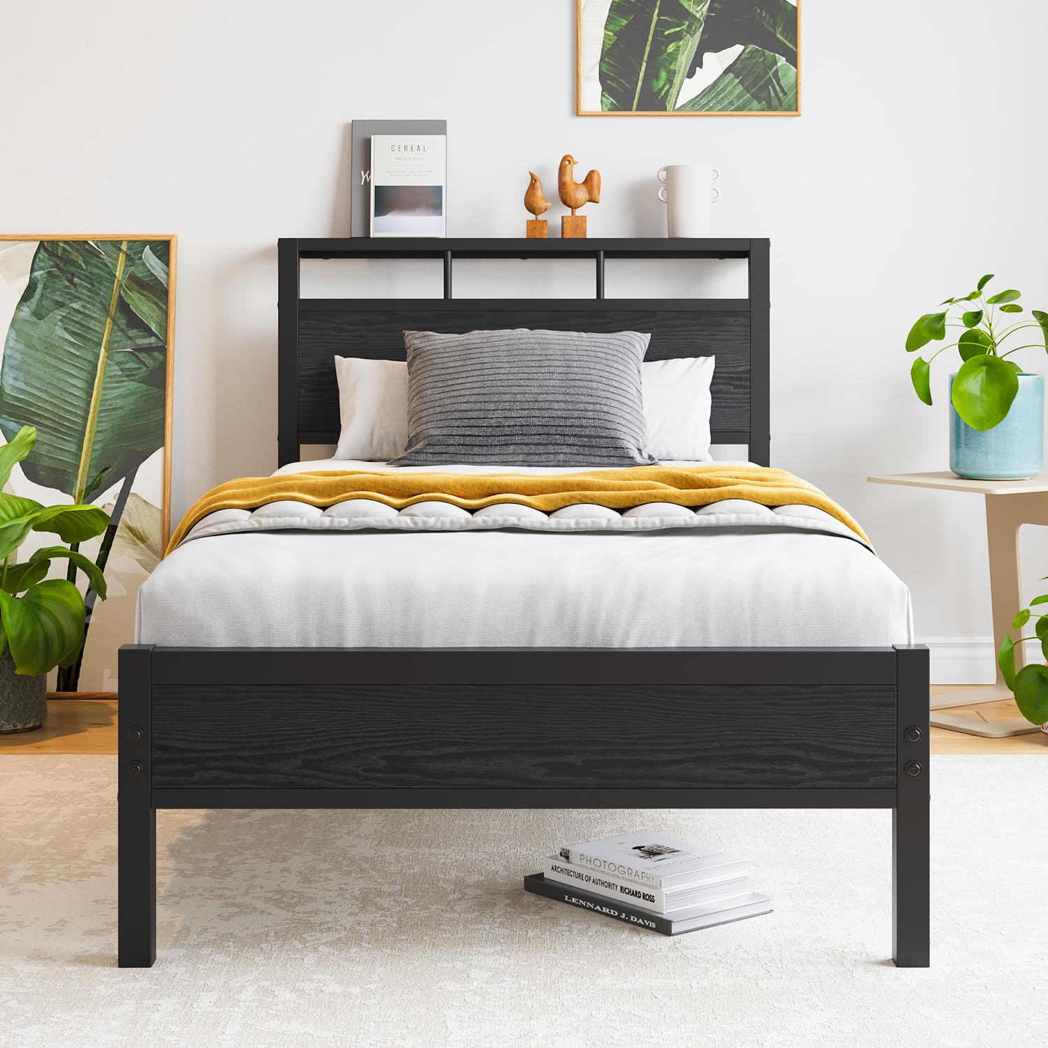 Amazon.com: ZGEHCO Twin Bed Frame with Storage Headboard,Metal