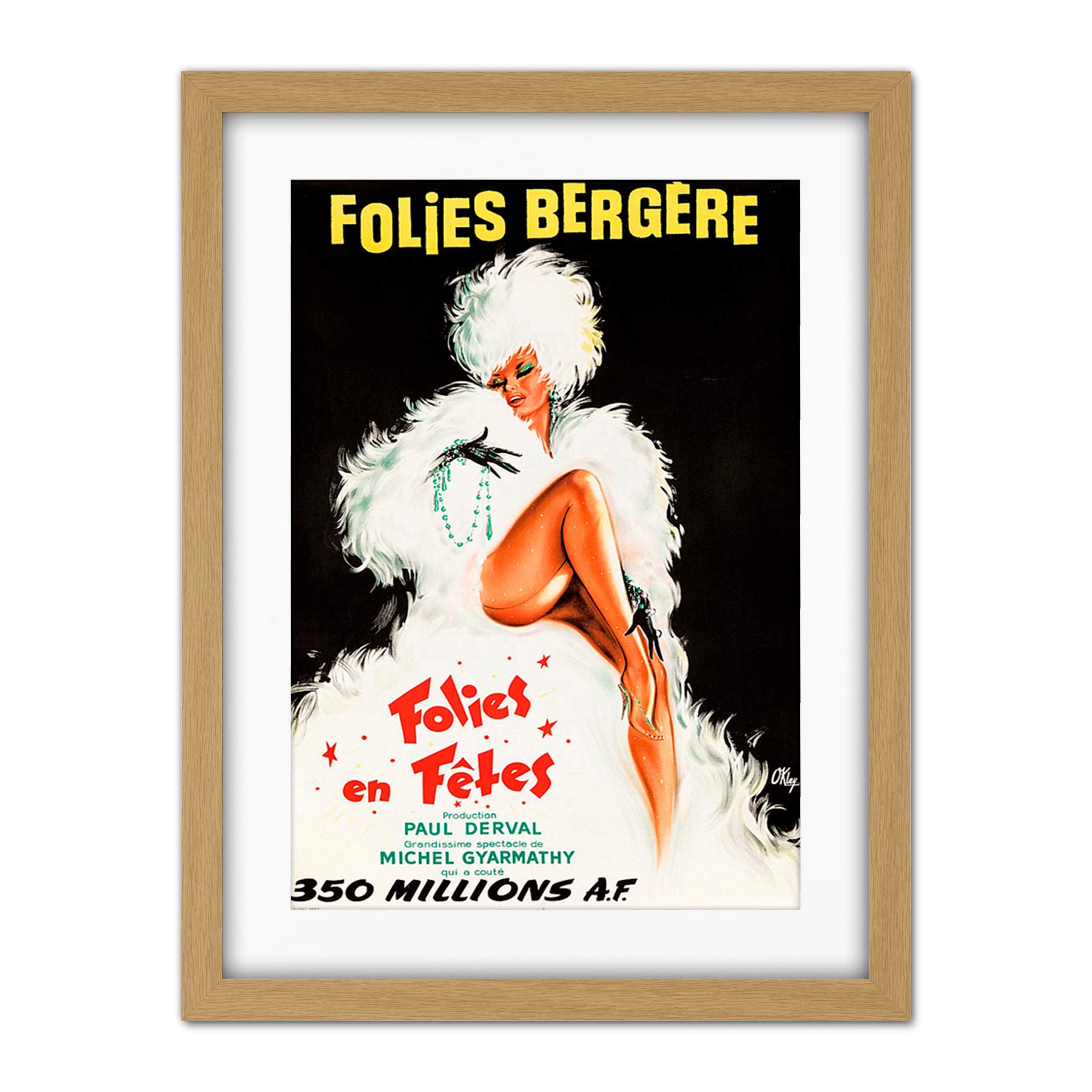 Wee Blue Coo Folies Bergere Theatre Cabaret Artwork Framed Wall Art Print 18X24 Inch