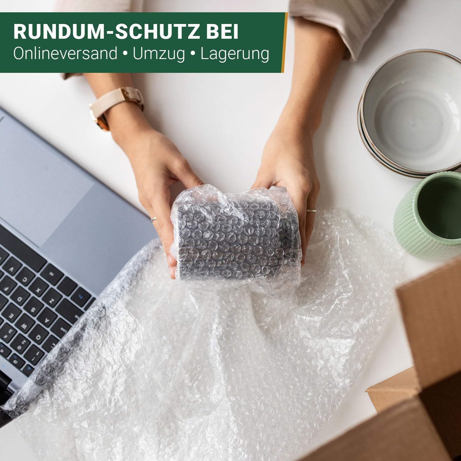 BB-Verpackungen Lot de 9 rouleaux de papier bulle professionnel 0,4 x 10 m - 2 couches (9 rouleaux) - 60 microns d'épaisseur, extrêmement robuste, très léger, 100 % recyclable