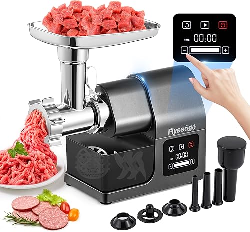 Picadora de carne eléctrica de 3200 W, control táctil digital, comercial, resistente, molinillo de carne y relleno de salchichas, kit Kubbe para uso