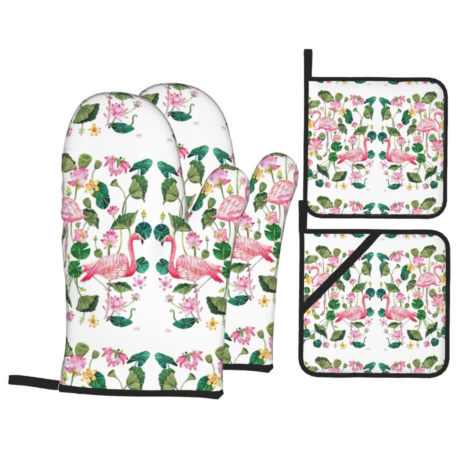Ensemble de cuisson isolée flamant rose de 4 pièces pour micro-ondes et four
