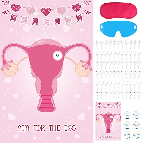 68 piezas Aim for The Egg Fun Party Game Baby Shower Party Favor Cartel grande con vendas y calcomanías elegantes para juegos de baby shower