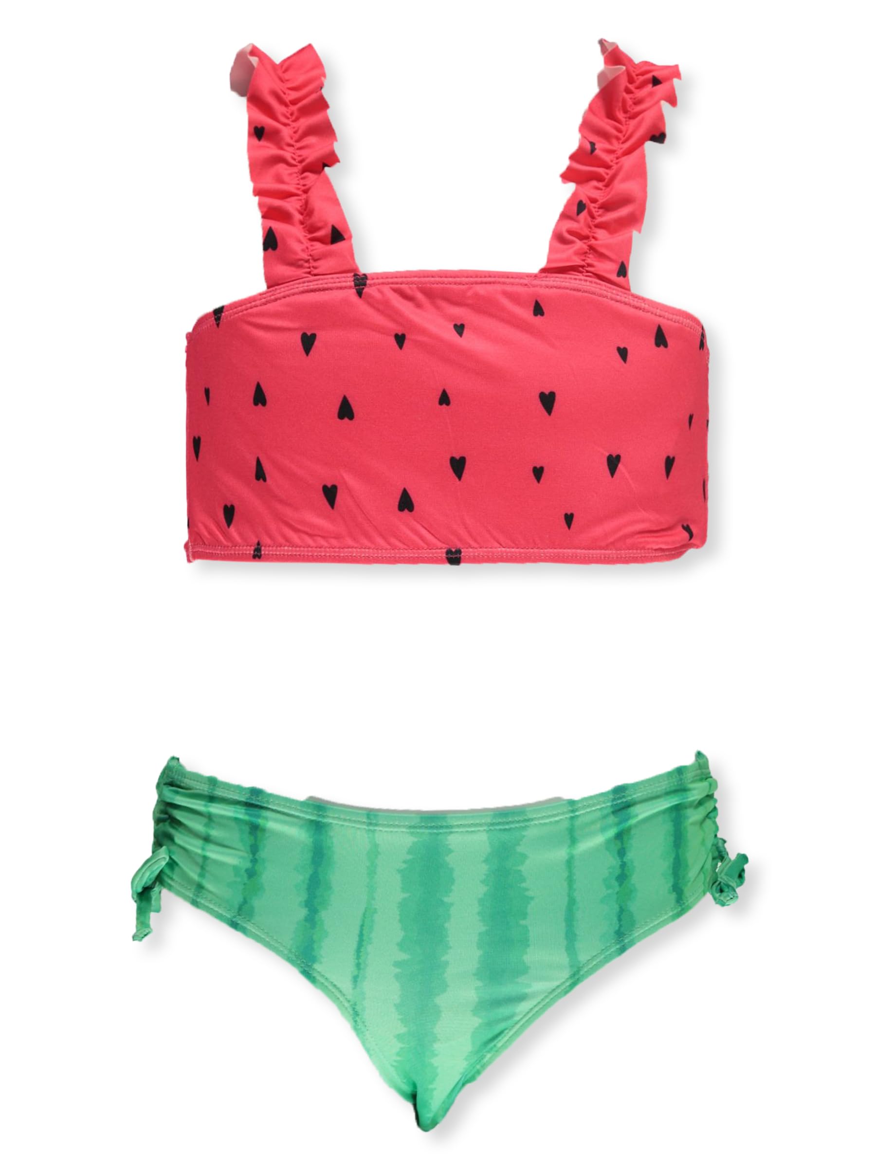 Pink Platinum Girls' 2-Piece Watermelon Swimsuit Set - red, 3t
