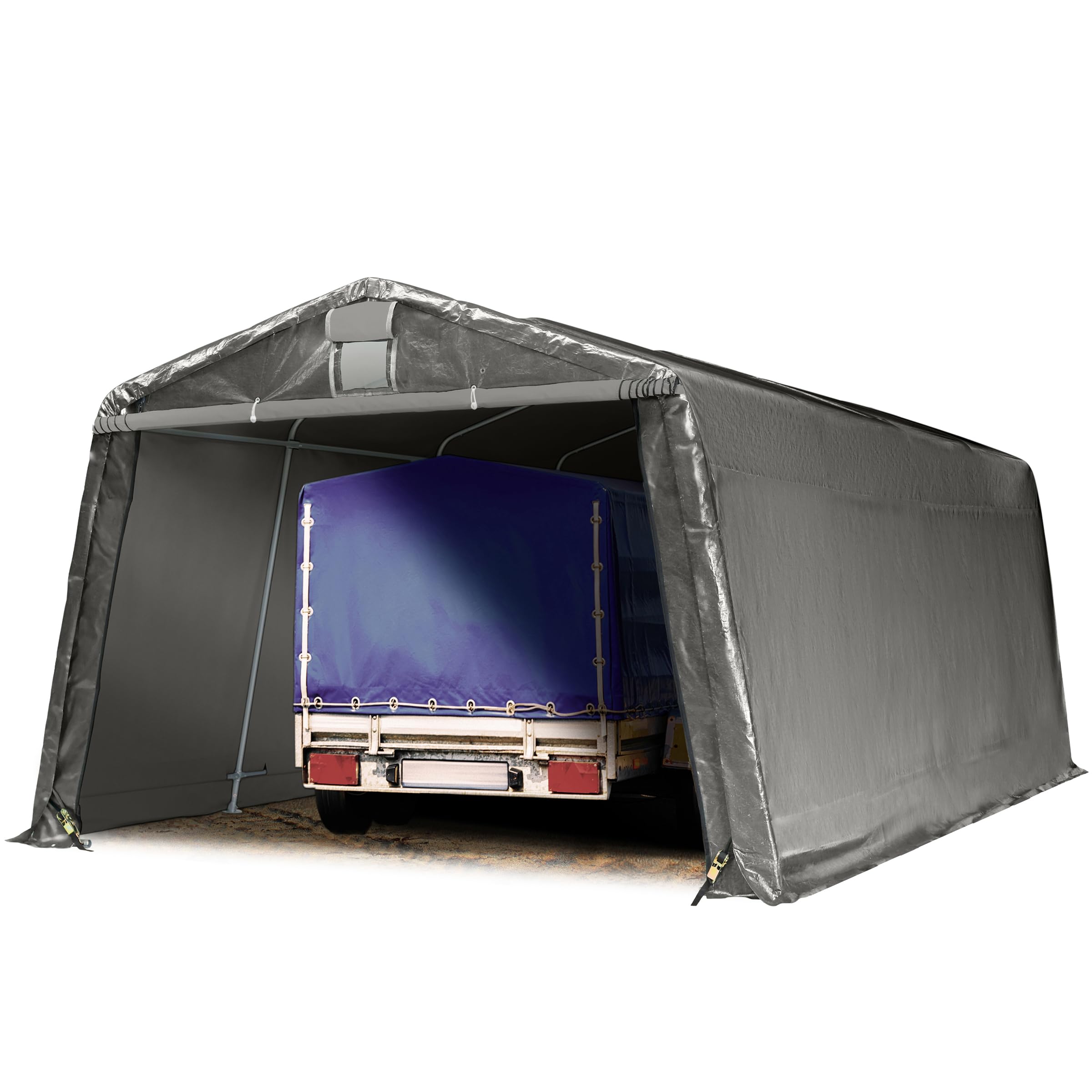 TOOLPORT Zeltgarage 3,3 x 6,2 m Premium Carport PE 600 N Plane Unterstand Lagerzelt Garage in grau