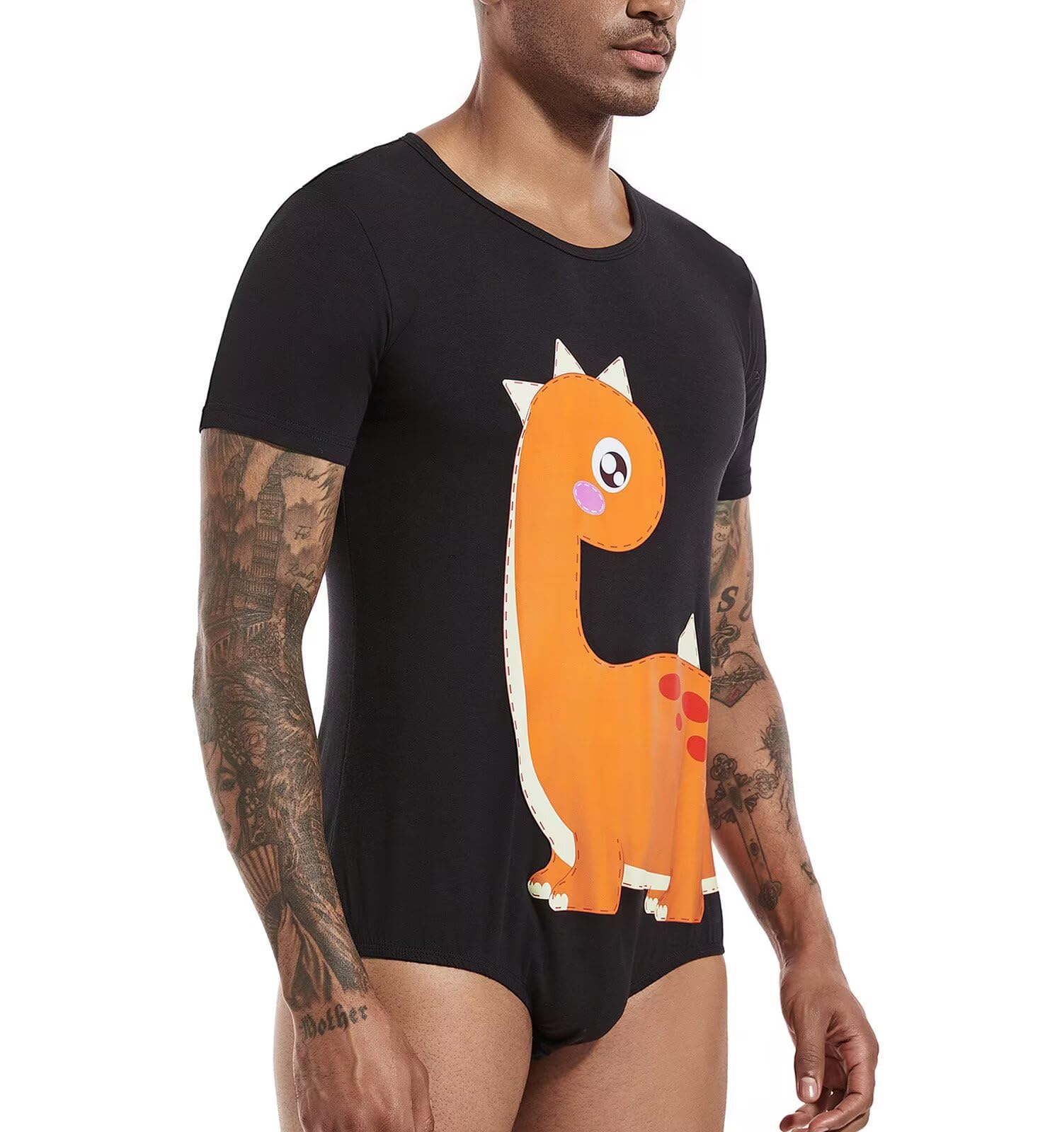 Landofgenie Onesie Pigiama Bodysuit da Uomo Corto Body Uomo Jumpsuit Romper da Uomo - Dinosaur Andy