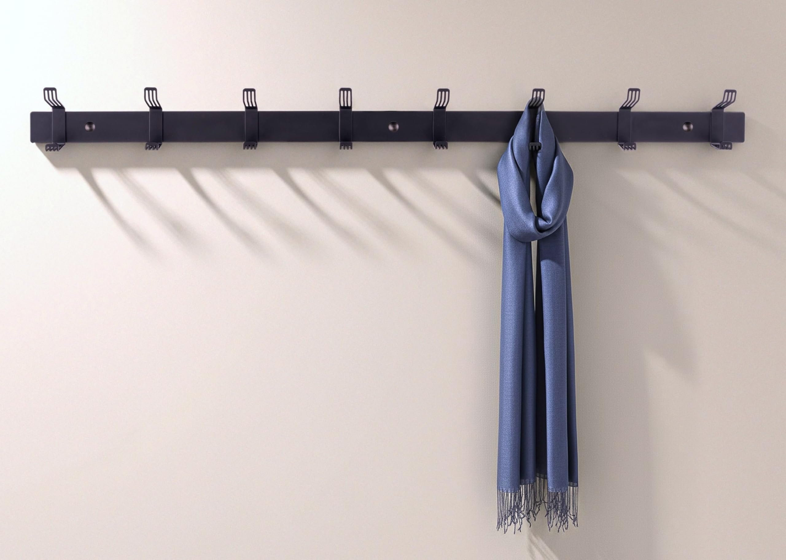 Wandgarderobe Edelstahl 80 cm Schwarz matt – Hakenleiste mit 8 Haken – Modern & rostfrei – Garderobe für Flur, Bad & Küche