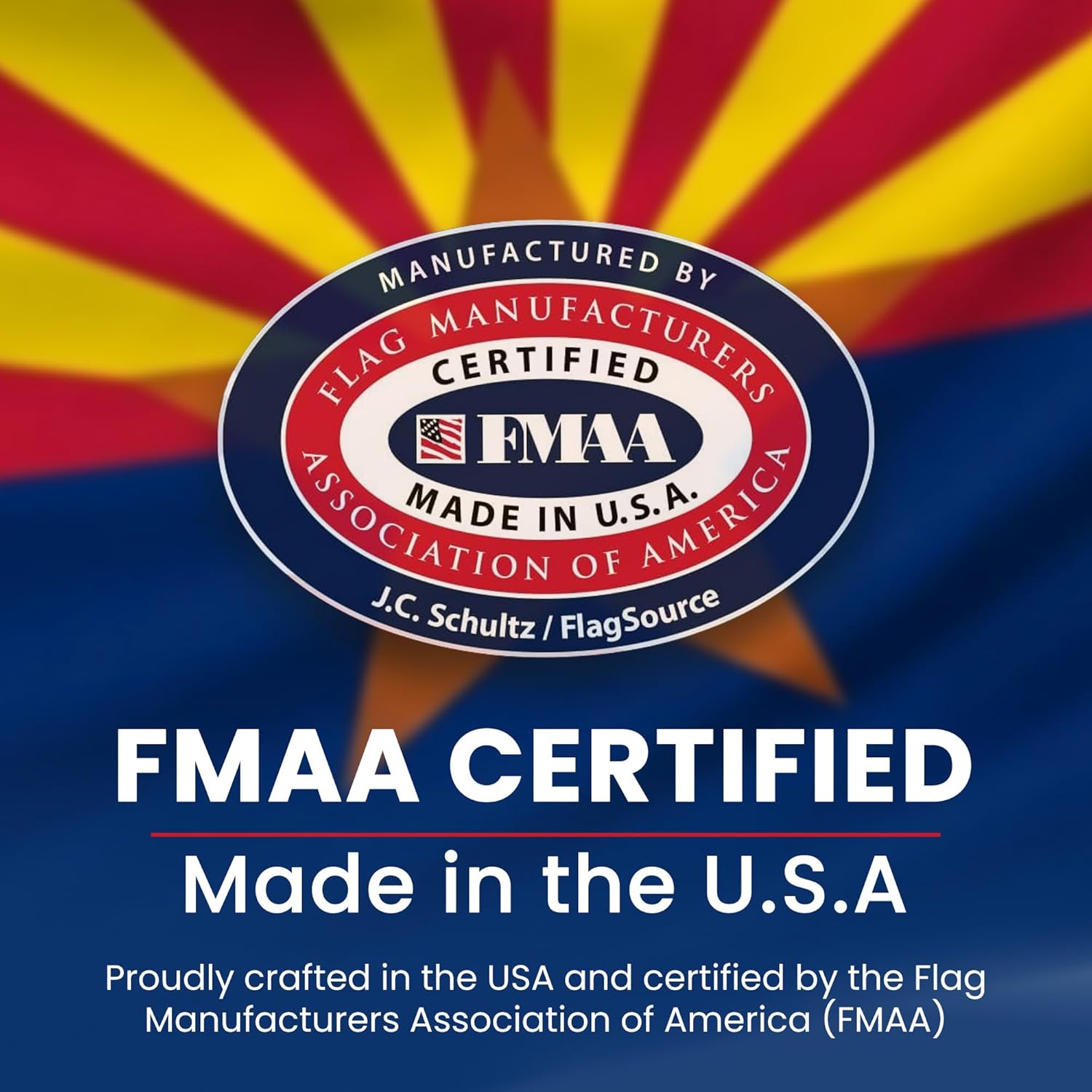 FlagSource Arizona State Flag, FMAA Certified 200D Nylon Material, Heavy Duty Made in USA, Fade-Resistant, Weather-Resistant Bright Colors, Solid Brass Grommet, For Indoor and Outdoor Use, 4x6 ft