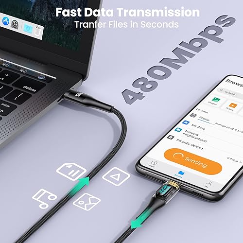 Miniatura 7 de YOUSAMS Cable de carga múltiple de 60 W  cable de pantalla LED USB C de 100 W