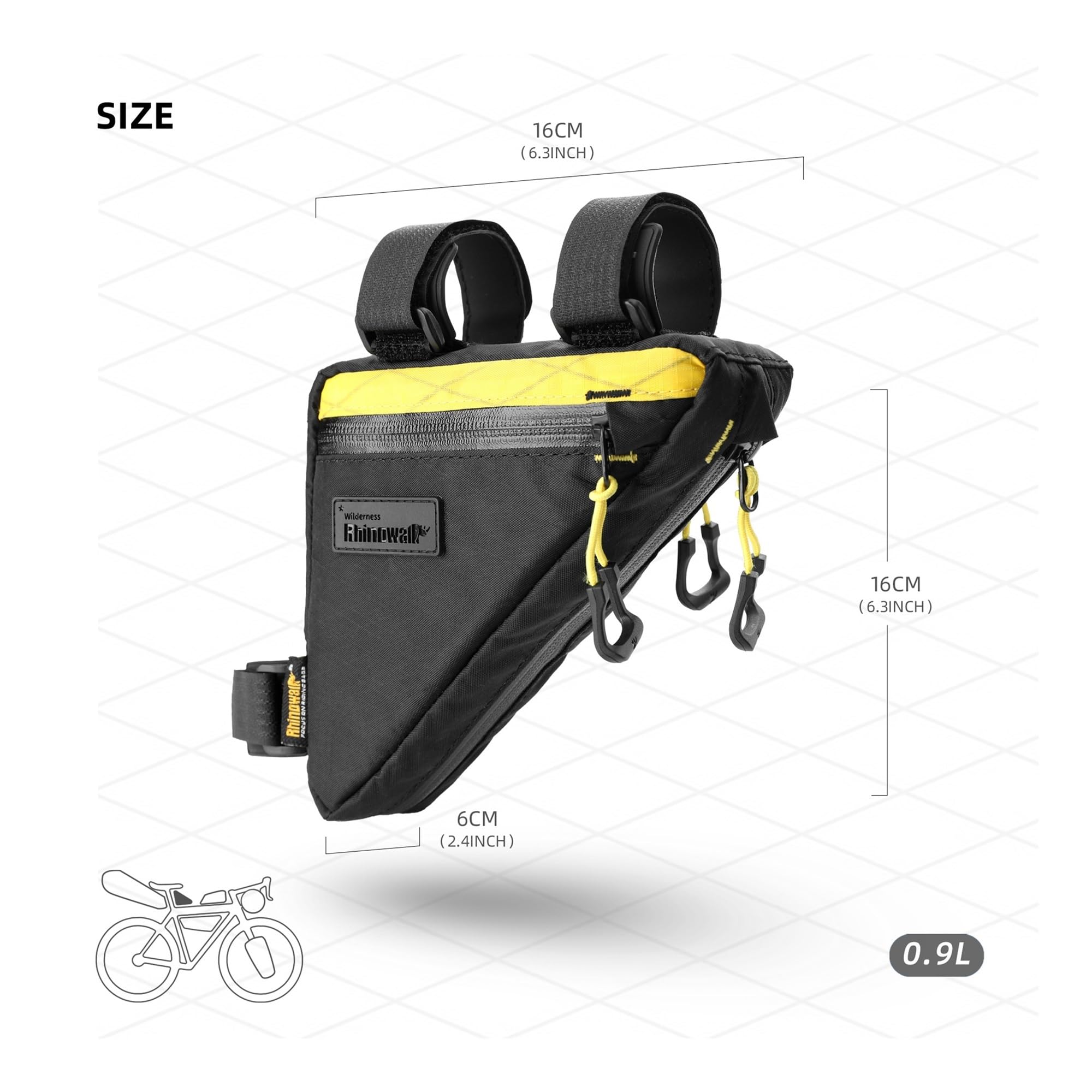 Borsa con telaio triangolare for bici impermeabile da 1 pezzo da 0,9 litri | Guida quotidiana, viaggi in bikepacking, negozio di piccoli accessori for il ciclismo(White)