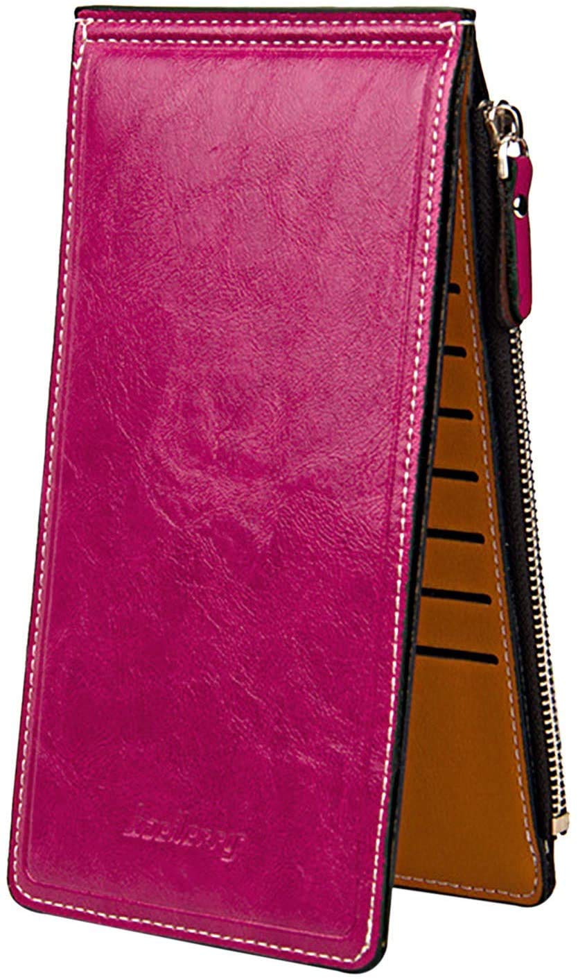 SasairyWomens Bi-fold Ultra Slim Leather Credit Card Wallet Mini Cash Purse with Zipper