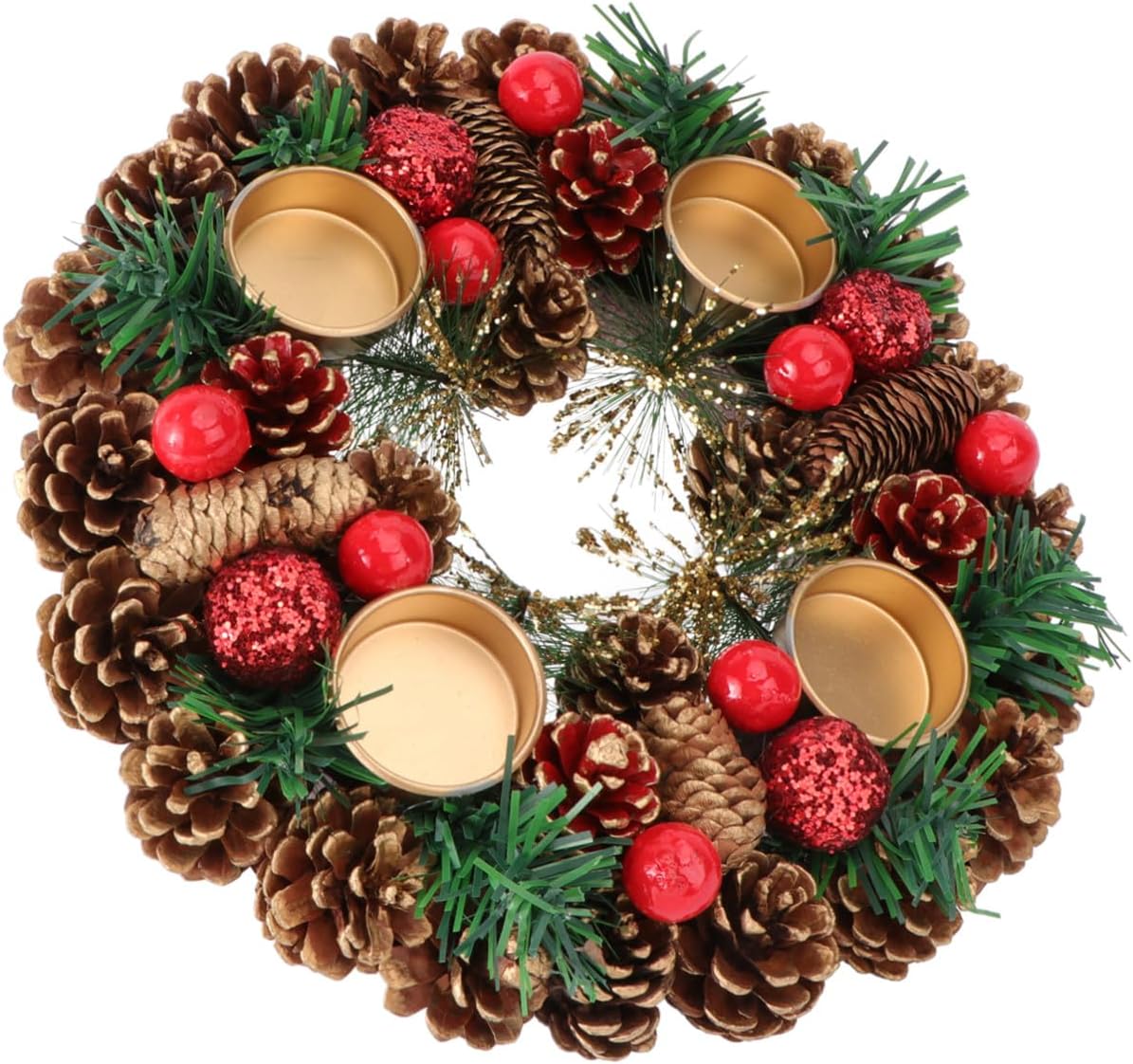 Handmade Christmas Candleholder Wreath 27cm Festive Candlestick Decor Unique Garland Home Wreath Holiday Ornament Desktop Decoration