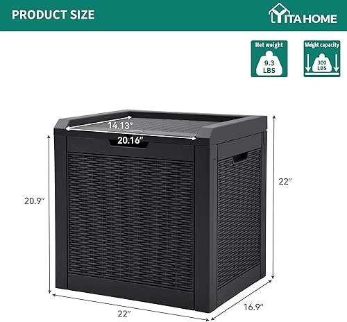 Miniatura 8 de YITAHOME Caja de cubierta de 32 galones, almacenamiento de resina con tapa con cerradura y asas laterales, contenedor pequeño para interior y
