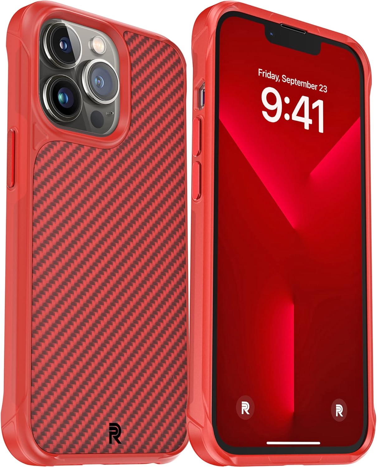 REBEL Case for iPhone 13 Pro [Gen-3 Aramid Fiber] Strong MagSafe Compatible, Protective Shockproof Corners, Premium Metal Buttons, Slim Fit Grip Cover, 6.1 Inch Phone 2021 (Red, Limited Edition)