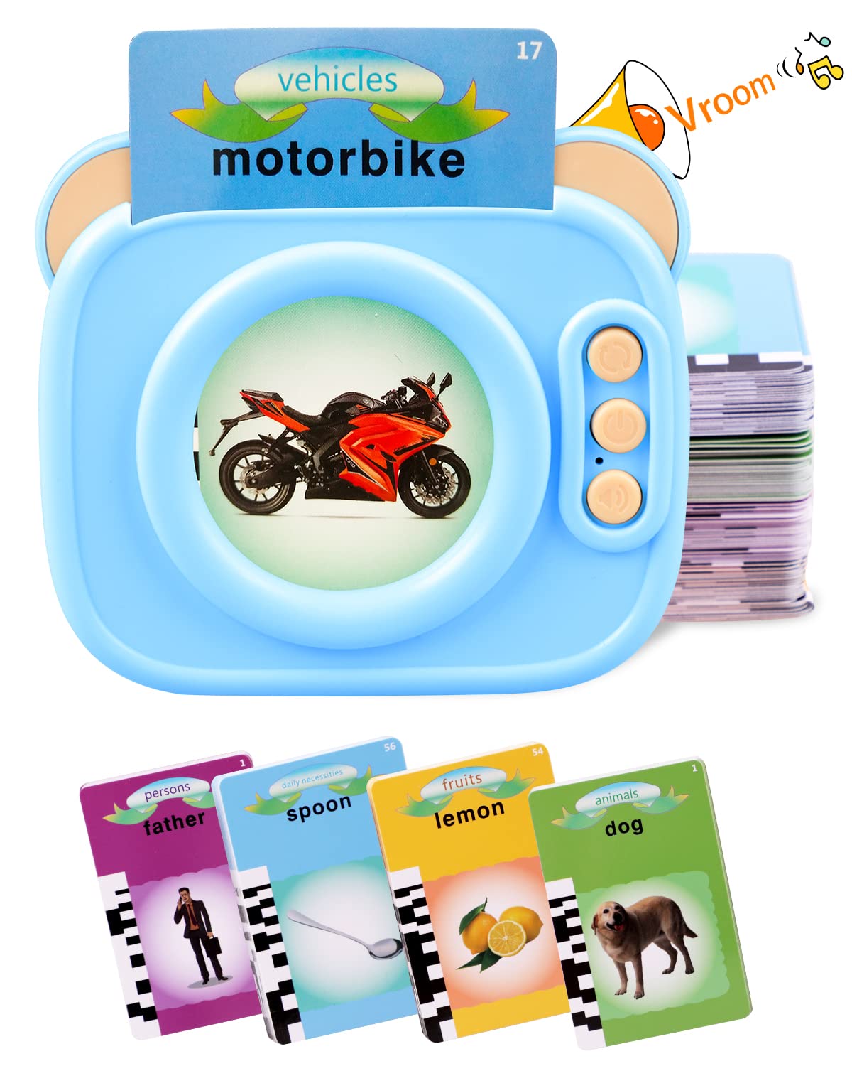 Photo 1 of Talking Flash Cards for Toddler 2-6 Years Old, Preschool Montessori Educational Toys 112 Card 224 Sight Words Austism Sensory Toys for Autistic Children Christmas Birthday Gifts for Boys and Girls blue