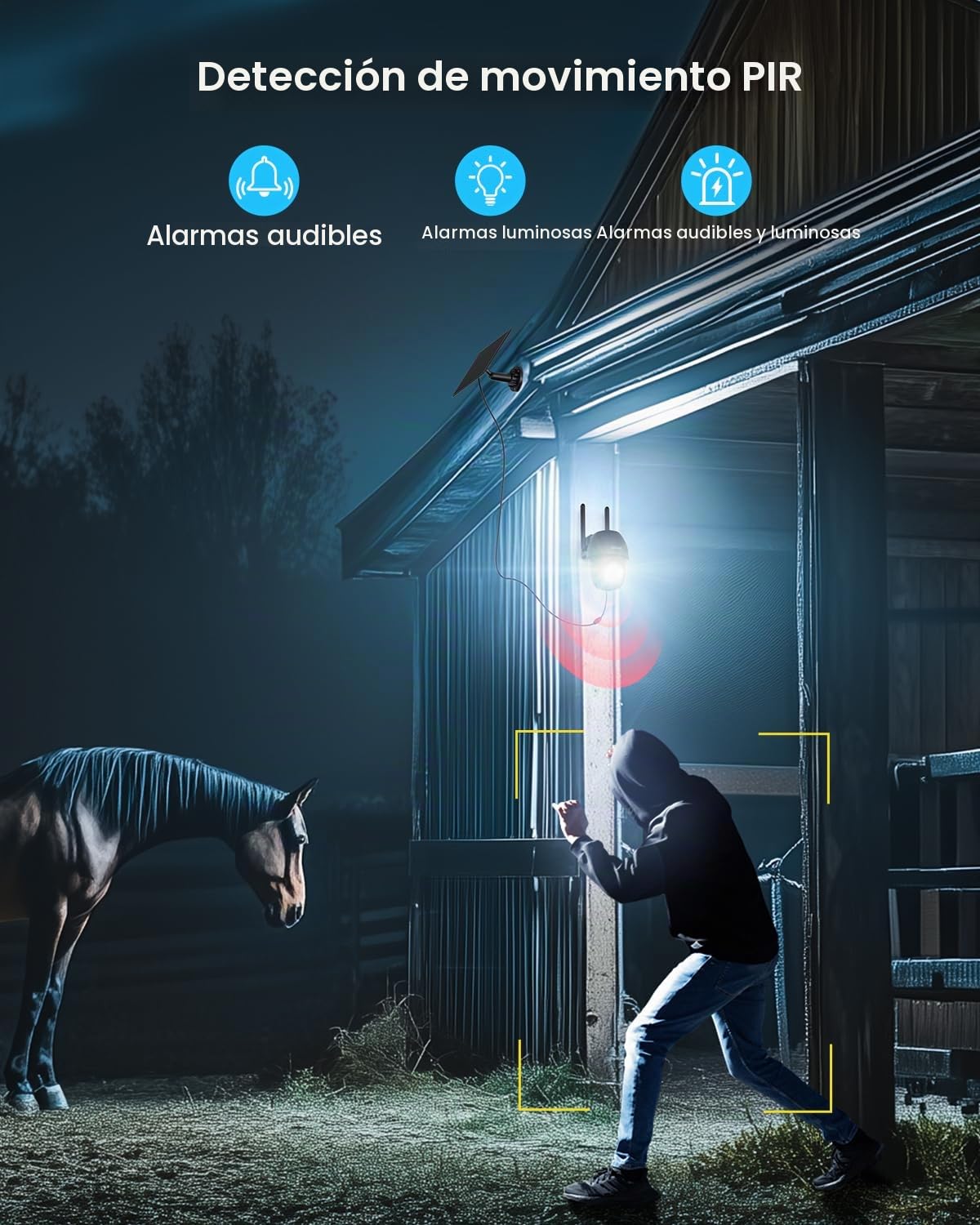 ieGeek 4G/3G LTE Camara de Vigilancia Solar Inalámbrica 2K 3MP | Batería 10000mAh, Visión Nocturna en Color, PTZ 350°&90°, Detección Humana PIR, Soporte Cambiar Tarjeta SIM