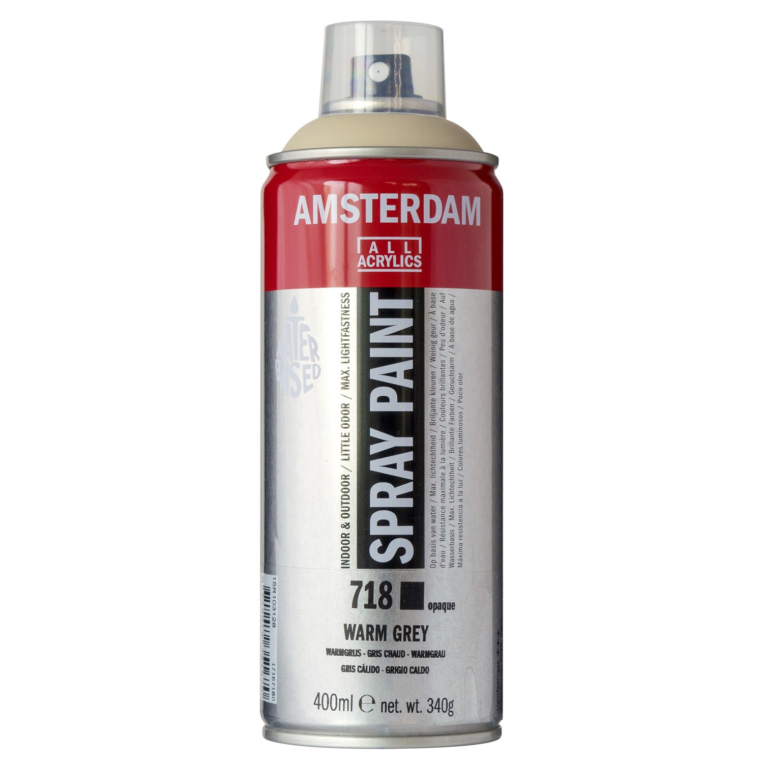 Amsterdam Spray Paint - 400 ml Warm Grey 718 - Water-Based Low-Odor Solvent-Free - High Lightfastness - Suitable for Canvas Paper Wood - Ideal for Studio Use