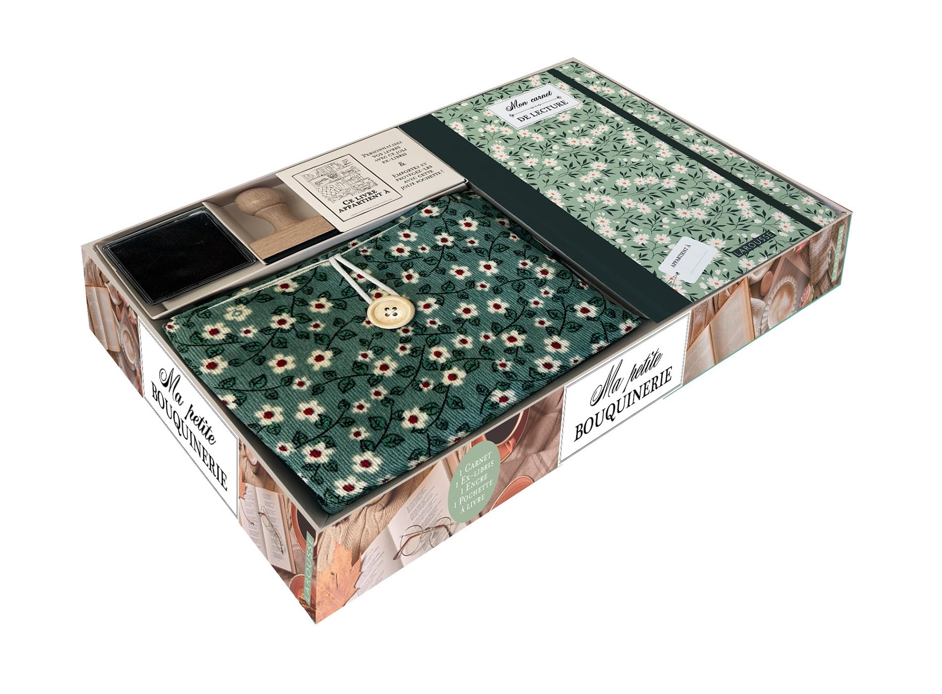 Ma petite bouquinerie: Coffret avec : Une pochette en velours, un tampon ex-libris et son encrier