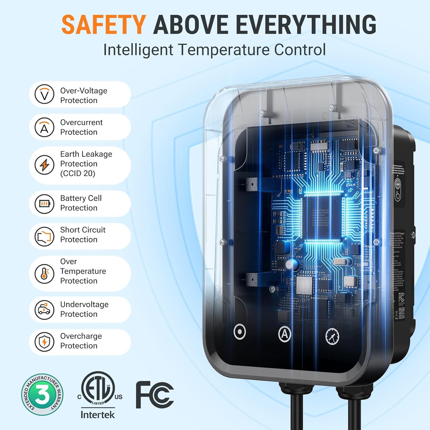 Level 2 Electric Vehicle (EV) Charger(WiFi APP/Plug-Play), 48A, 25ft Cable ETL Certified, 240V Hardwired(No Plug) EVSE w/ J1772 Connector EV Electric Car Charging Stations for Home Level 2 - Image 6