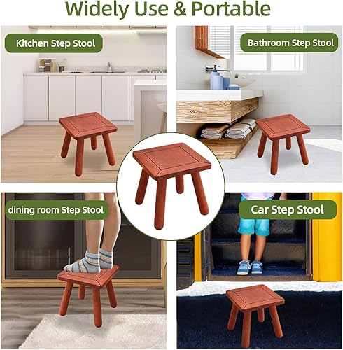 Miniatura 11 de Taburete de madera para niños, soporte multifuncional para plantas pequeñas, reposapiés y silla para niños pequeños, duradero, fácil de montar,