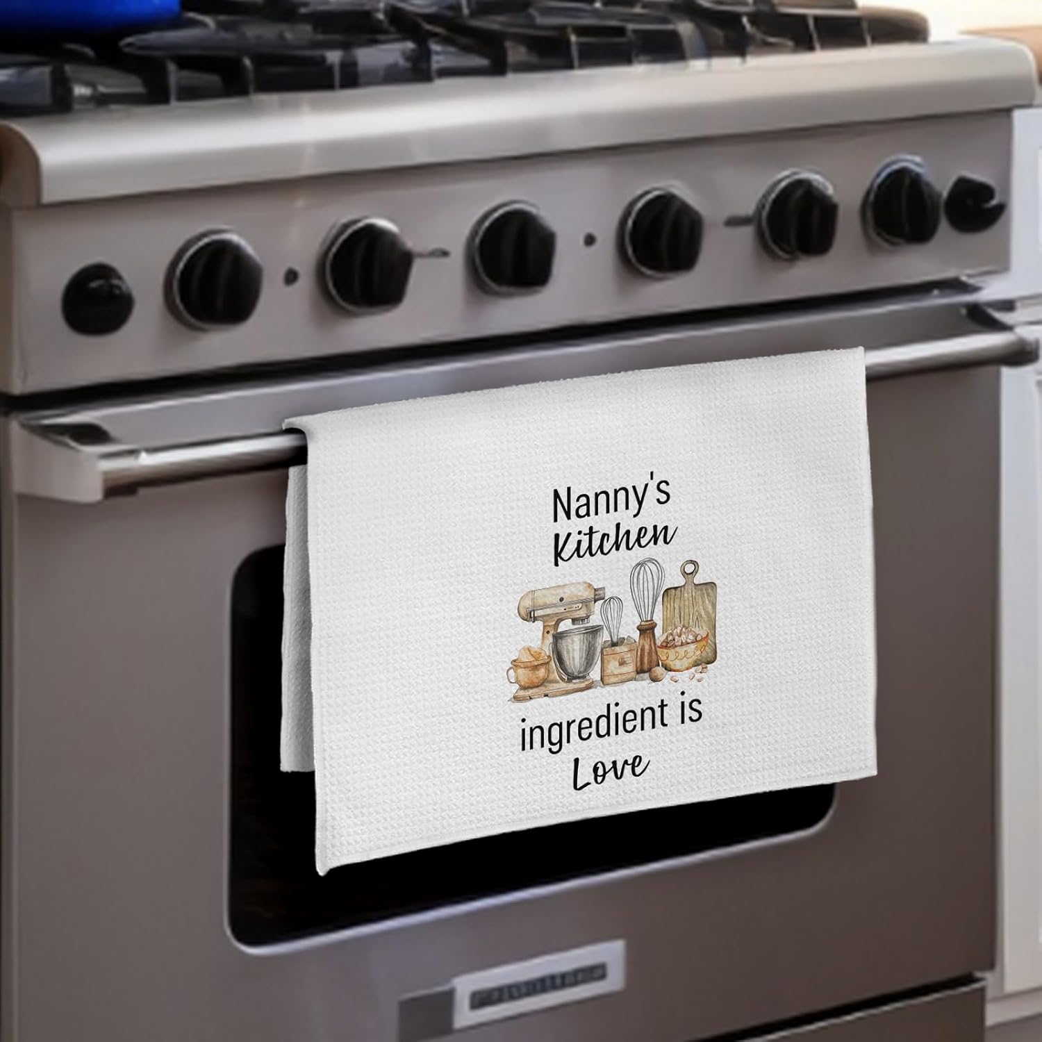 Nanny Gifts Kitchen Towels, Grandma Gifts for Mother's Day Birthday from Grandkids Grandson Granddaughter Dish Tea Towels, Nanny's Kitchen Ingredient is Love Decorative Hand Towels, 16X24In - Image 4