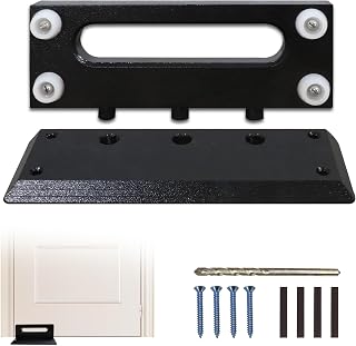 FEBTECH Security Door Brace - Anti Break-in Protection with Floor Lock for Standard, French & Blemished Doors - Heavy Duty Door Security Stopper for Ultimate Home Safety – Easy Install (Black)