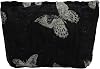 CECKQUE Aesthetic Simple Floral Makeup Pouch for Purse, Cute Clutch Fabric Flowers Small Cosmetic Pouch Bag for Women, Black Gold Butterfly, Simple Flowers