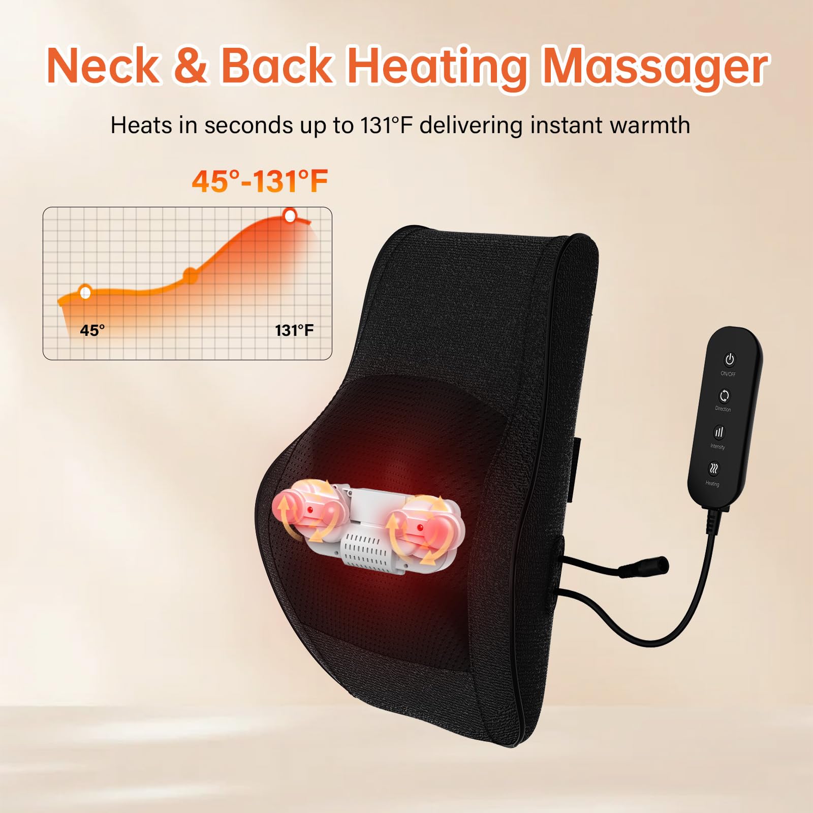 Massaggiatore Shiatsu per la schiena con calore, massaggiatore per schiena e collo, per alleviare la tensione, cuscino massaggiante 3D per impastare i tessuti profondi, per uso domestico e