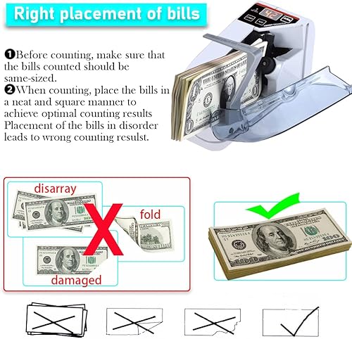 Miniatura 4 de Contador de dinero Cosdio portátil contador de dinero, mini contador de billetes de efectivo, práctico y adecuado para contador de billetes de banco