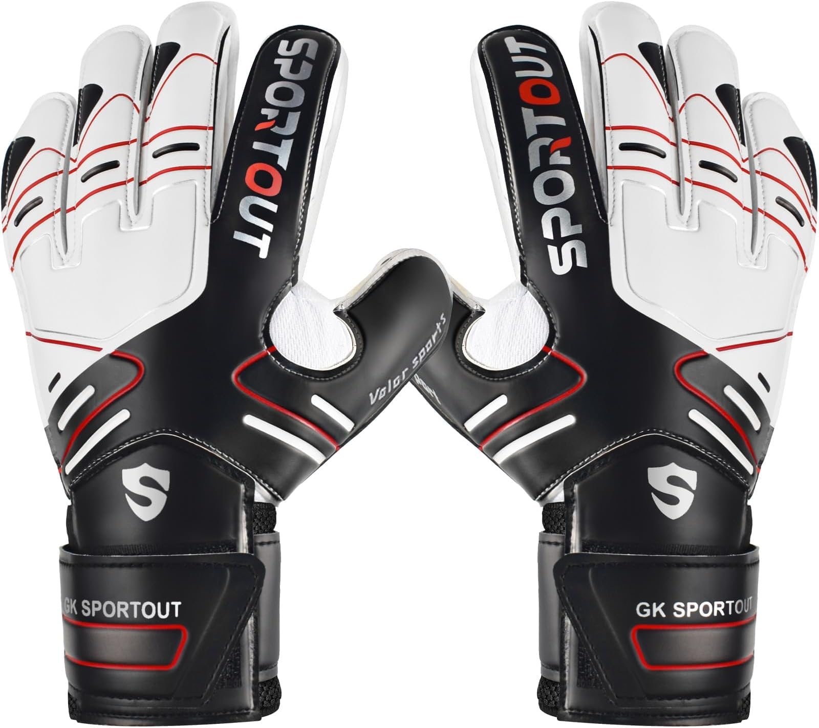 Sportout Youth&Adult Goalie Goalkeeper Gloves,Strong Grip for The Toughest Saves, with Finger Protect & 4+3MM Latex to Give Splendid Protection to Prevent Injuries,4 Colors