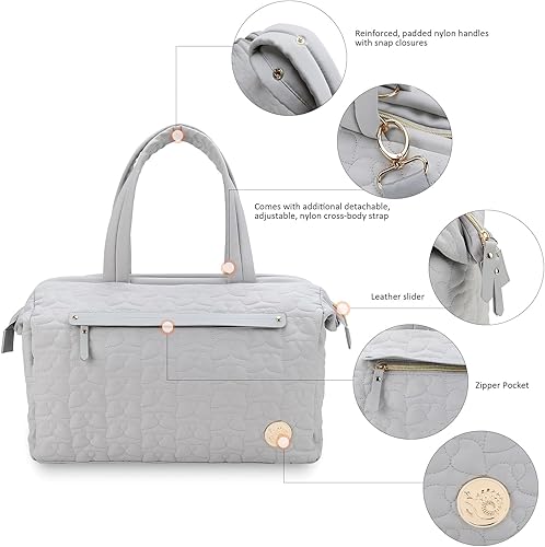 Miniatura 5 de Bolsa de pañales con cambiador de pañales, bolsa de bebé multifunción y soporte para chupete con clips de poliuretano para chupete, incluye cierre