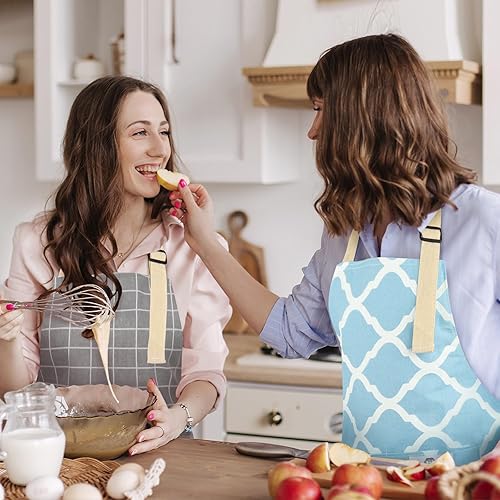 Miniatura 5 de 2 delantales para mujer con bolsillos, delantales de cocina impermeables de lino de algodón, delantal de chef para hombres y mujeres con correa