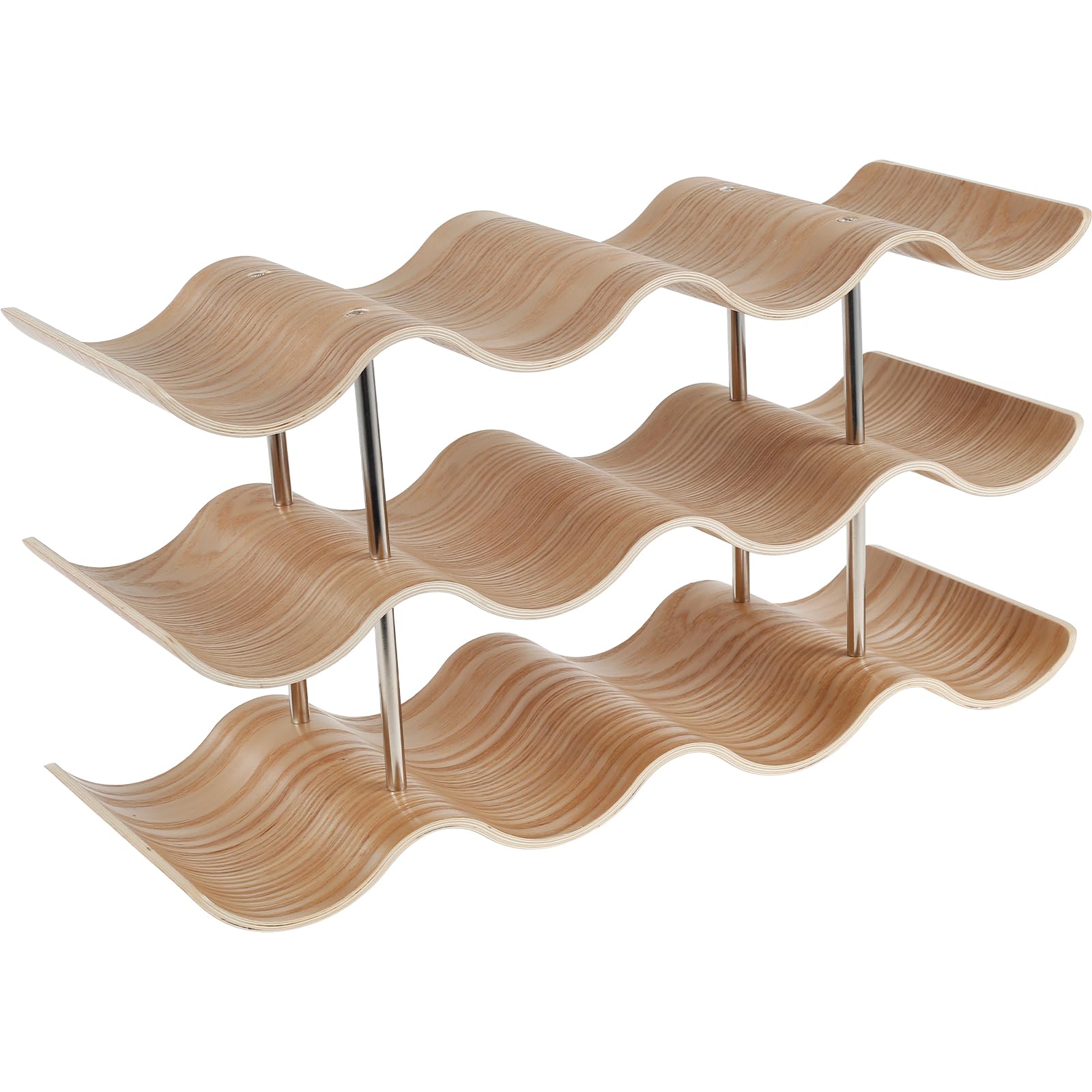 Sutowe Wine Bottle Holder Stand Countertop Wine Shelf Rack Solid Wood Wine Storage Rack Wine Display Stand for Cabinet, Cupboard, Countertop(3 Tier)