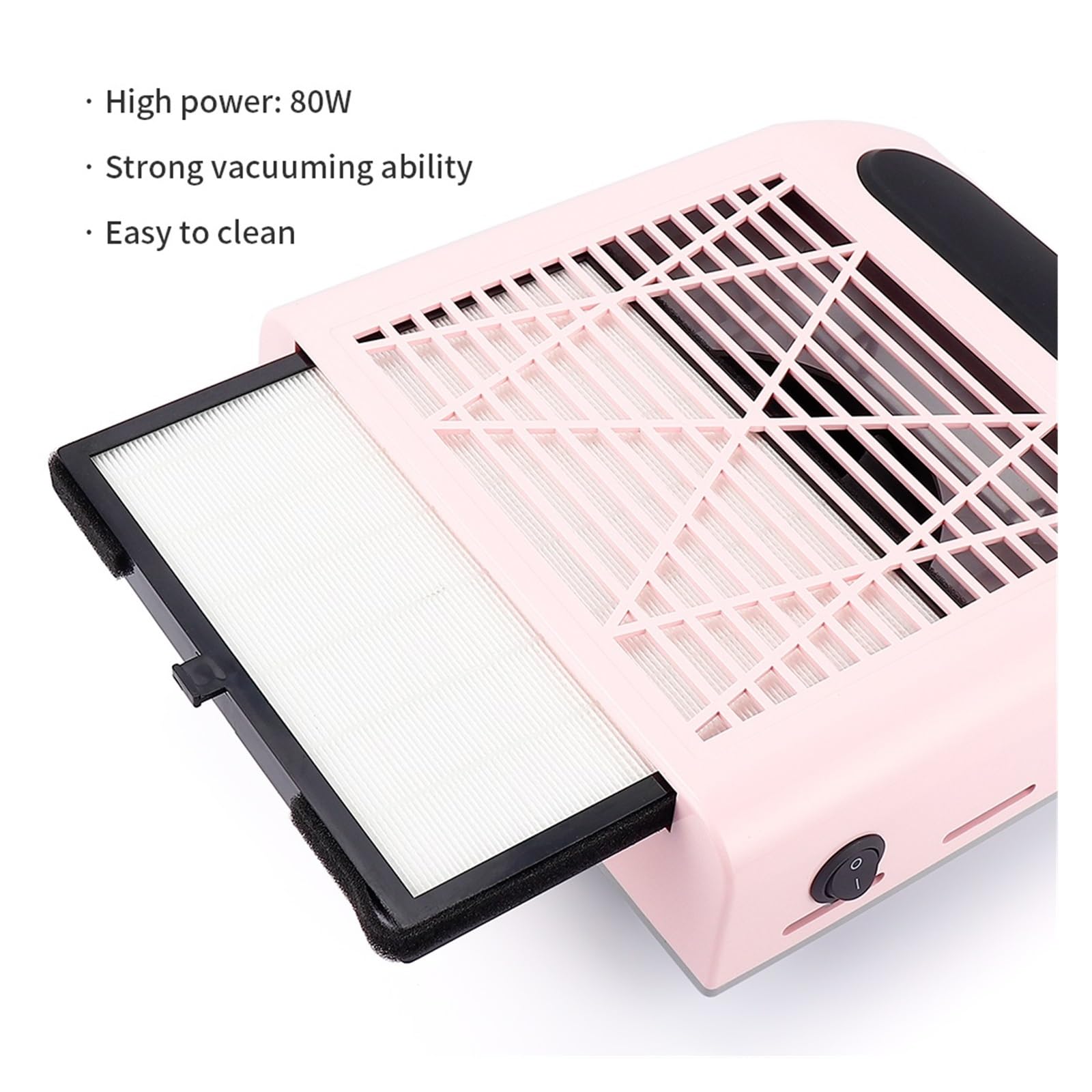 MRKU Aspirateur de poussière pour Ponceuse à Ongles avec Filtre Lavable, Faible Niveau sonore, Puissance de 80 W et Ventilateur intégré pour appareils de manucure et matériel Artistique.