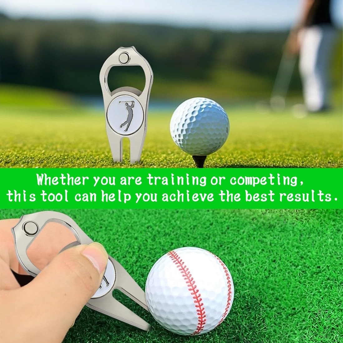 Herramientas De Restauración De Golf Arreglapiques Divot Pitch Fork Con Marcador Bola Magnética Portátil