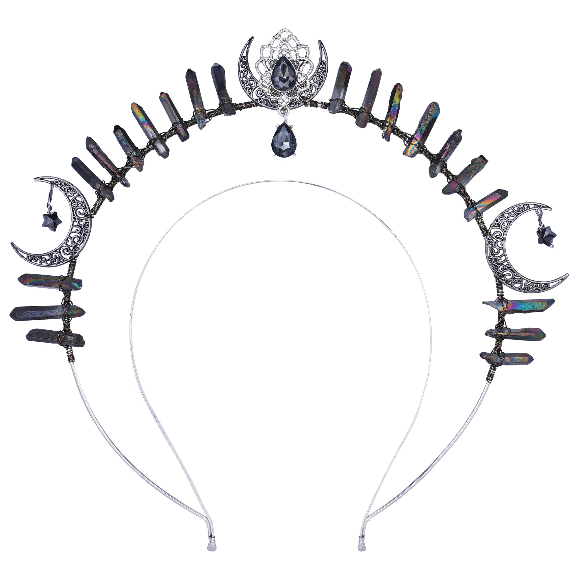Amazon.com : COSUCOS Goth Goddess Halo Crown - Black Moon  display picture 1