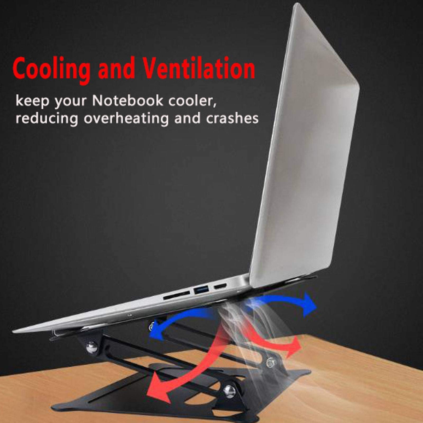 Supporto per Laptop in Alluminio, Supporto per Laptop Multi-Angolo Regolabile e Pieghevole con Supporto per Ventilazione Termica Supporto ergonomico Adatto per Laptop Notebook Tabl