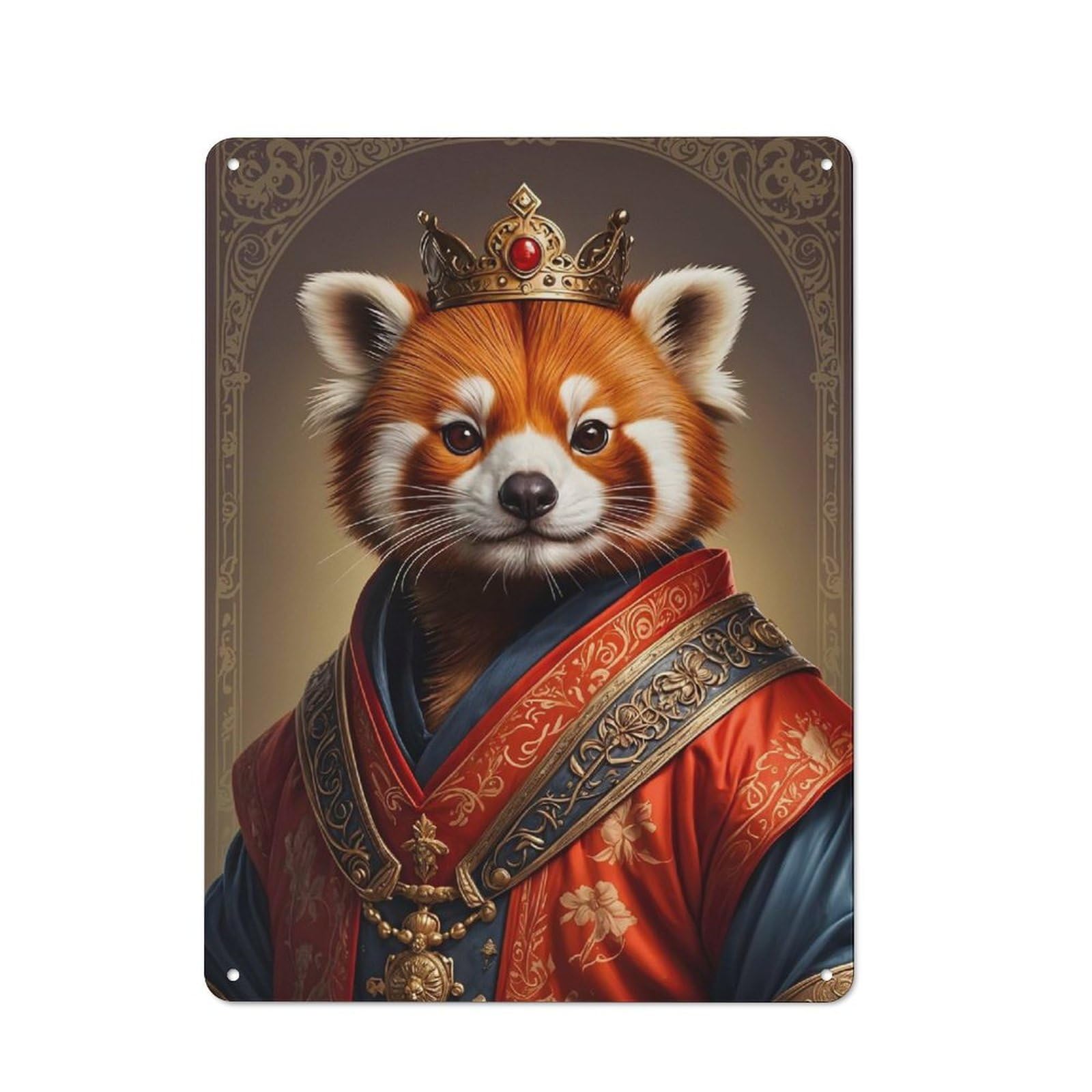Junmoney Red Panda King Retro Metal Sign 40X30cm, Home Bar Decor For Pub, Home Bar, Shed Or Man Cave, For Relaxed Wall Styling