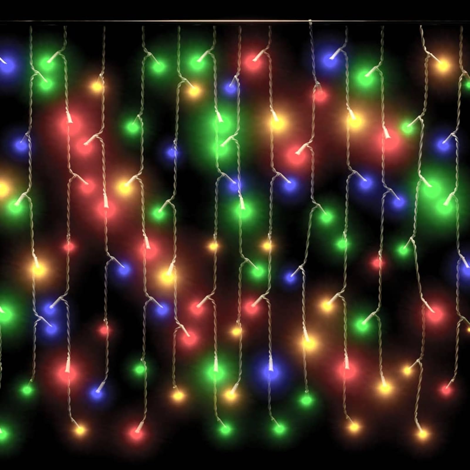 Homgoday Lichtervorhang Weihnachtsbeleuchtung Weihnachtsdeko, Lichterketten für Weihnachten, Party, Deko, Hochzeit, Garten, Balkon LED Eiszapfen 10 m 400 LED Bunt 8 Funktionen