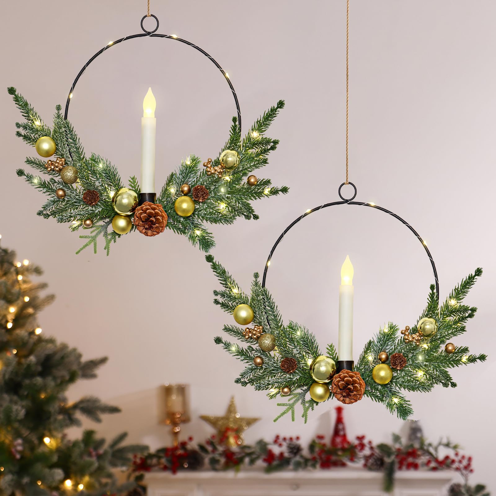 Couronnes de Noël pour cheminée afin de créer une ambiance chaleureuse en famille
